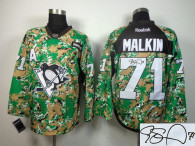 Autographed NHL Pittsburgh Penguins -71 Evgeni Malkin Camo Veterans Day Practice Jersey