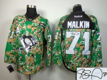 Autographed NHL Pittsburgh Penguins -71 Evgeni Malkin Camo Veterans Day Practice Jersey