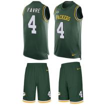 Packers -4 Brett Favre Green Team Color Stitched NFL Limited Tank Top Suit Jersey