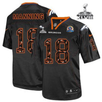 Nike Denver Broncos #18 Peyton Manning New Lights Out Black With Hall of Fame 50th Patch Super Bowl