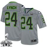 Nike Seattle Seahawks #24 Marshawn Lynch Lights Out Grey Super Bowl XLIX Men's Stitched NFL Elite Je