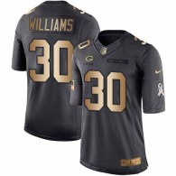 Nike Packers -30 Jamaal Williams Black Stitched NFL Limited Gold Salute To Service Jersey