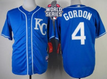 Kansas City Royals -4 Alex Gordon Blue Alternate 2 Cool Base W 2015 World Series Patch Stitched MLB