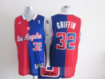 Los Angeles Clippers -32 Blake Griffin Red Blue Split Fashion Stitched NBA Autographed Jersey