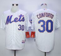 New York Mets -30 Michael Conforto White Blue Strip  Cool Base Stitched MLB Jersey
