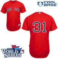 Boston Red Sox #31 Jon Lester Red Cool Base 2013 World Series Patch Stitched MLB Jersey