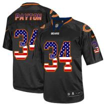 Nike Bears -34 Walter Payton Black Men's Stitched NFL Elite USA Flag Fashion Jersey