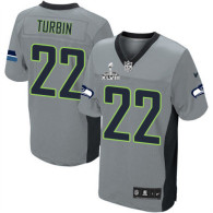 Seattle Seahawks Super Bowl XLVIII #22 Men's Robert Turbin Elite Grey Shadow Jersey