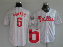 MLB Philadelphia Phillies #6 Ryan Howard Stitched White Red Strip Autographed Jersey
