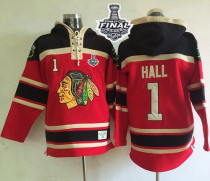 Chicago Blackhawks -1 Glenn Hall Red Sawyer Hooded Sweatshirt 2015 Stanley Cup Stitched NHL Jersey