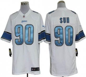 Nike Lions -90 Ndamukong Suh White Stitched NFL Game Jersey