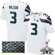 Nike Seattle Seahawks #3 Russell Wilson White Super Bowl XLIX Men‘s Stitched NFL Elite Autographed J