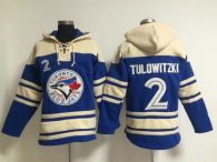 Toronto Blue Jays #2 Troy Tulowitzki Blue Sawyer Hooded Sweatshirt MLB Hoodie