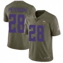 Nike Vikings -28 Adrian Peterson Olive Stitched NFL Limited 2017 Salute to Service Jersey