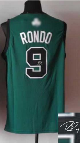 Revolution 30 Autographed Boston Celtics -9 Rajon Rondo Green Black No Stitched NBA Jersey