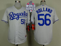 Kansas City Royals -56 Greg Holland White Cool Base W 2015 World Series Patch Stitched MLB Jersey