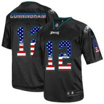 Nike Philadelphia Eagles #12 Randall Cunningham Black Men's Stitched NFL Elite USA Flag Fashion Jers