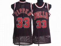 Chicago Bulls -33 Scottie Pippen Stitched Black Red Strip NBA Jersey
