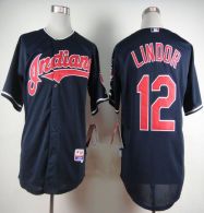 Cleveland Indians -12 Francisco Lindor Navy Blue Cool Base Stitched MLB Jersey