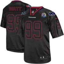 Nike Houston Texans -99 JJ Watt Lights Out Black With Hall of Fame 50th Patch Mens Stitched NFL Elit