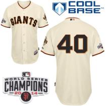 San Francisco Giants #40 Madison Bumgarner Cream Cool Base W 2014 World Series Champions Patch Stitc