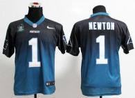 Nike Panthers -1 Cam Newton Black Blue With 20TH Season Patch Men's Stitched NFL Elite Fadeaway Fash