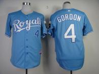 Kansas City Royals -4 Alex Gordon Light Blue Cool Base Stitched MLB Jersey