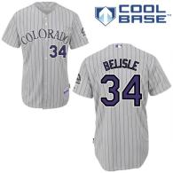 Colorado Rockies -34 Matt Belisle Grey Cool Base Stitched MLB Jersey