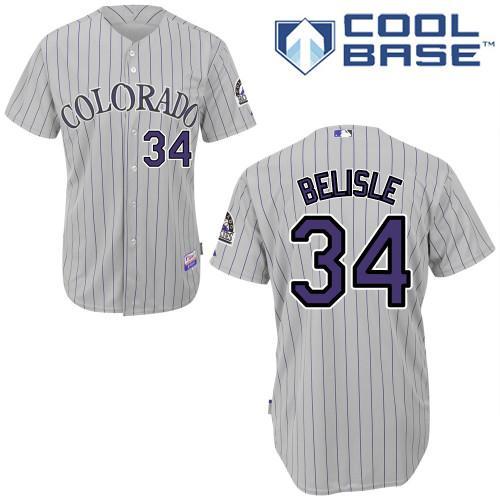 Colorado Rockies -34 Matt Belisle Grey Cool Base Stitched MLB Jersey