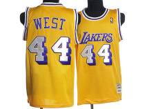 Mitchell and Ness Los Angeles Lakers -44 Jerry West Stitched Yellow Throwback NBA Jersey
