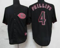 Cincinnati Reds -4 Brandon Phillips Black Fashion Stitched MLB Jersey