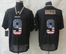 2014 New Nike New Orleans Saints 9 Brees USA Flag Fashion Black Elite Jerseys