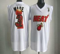 2012 NBA Finals Miami Heat -3 Dwyane Wade White Stitched NBA Jersey