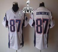 Nike New England Patriots -87 Rob Gronkowski White Super Bowl XLIX Mens Stitched NFL Elite Jersey