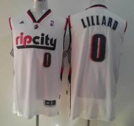 Portland Trail Blazers -0 Damian Lillard White Throwback Stitched NBA Jersey