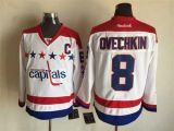 Washington Capitals -8 Alex Ovechkin White Alternate Stitched NHL Jersey