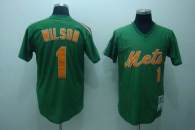 Mitchell and Ness New York Mets -1 Mookie Wilson Stitched Green Throwback MLB Jersey
