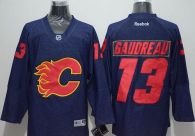 Calgary Flames -13 Johnny Gaudreau Navy Blue Denim Stitched NHL Jersey