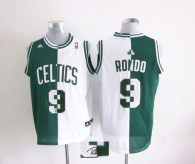 Boston Celtics -9 Rajon Rondo Green White Split Fashion Stitched NBA Autographed Jersey