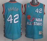 Mitchell And Ness Milwaukee Bucks -42 Vin Baker Light Blue 1996 All star Stitched NBA Jersey