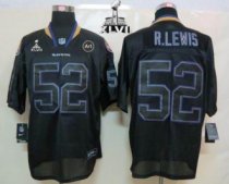 Nike Ravens -52 Ray Lewis Lights Out Black Super Bowl XLVII Stitched NFL Elite Jersey