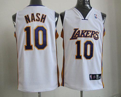 Revolution 30 Los Angeles Lakers -10 Steve Nash White Stitched NBA Jersey