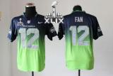 Nike Seattle Seahawks #12 Fan Steel Blue Green Super Bowl XLIX Men‘s Stitched NFL Elite Fadeaway Fas