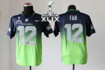 Nike Seattle Seahawks #12 Fan Steel Blue Green Super Bowl XLIX Men‘s Stitched NFL Elite Fadeaway Fas