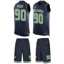 Seahawks -90 Jarran Reed Steel Blue Team Color Stitched NFL Limited Tank Top Suit Jersey