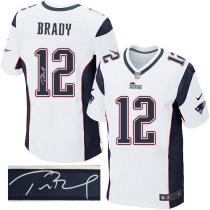Nike New England Patriots -12 Tom Brady White Mens Stitched NFL Elite Autographed Jersey