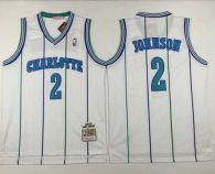 Mitchell And Ness Charlotte Hornets -2 Larry Johnson White Throwback Stitched NBA Jersey
