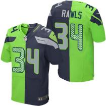 Nike Seahawks -34 Thomas Rawls Steel Blue Green Stitched NFL Elite Split Jersey
