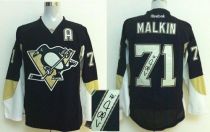 Pittsburgh Penguins -71 Evgeni Malkin Black Autographed Stitched NHL Jersey