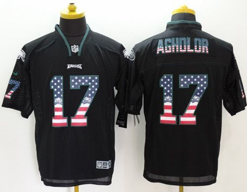 Nike Philadelphia Eagles #17 Nelson Agholor Black Men's Stitched NFL Elite USA Flag Fashion Jersey